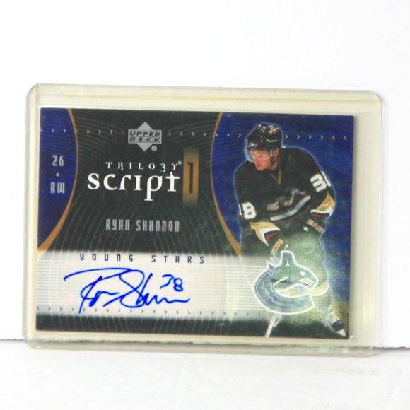 Young Stars Ryan Shannon Autograph Trilo3y Script1 Hockey Card Vancouver Canucks - Picture 1 of 2